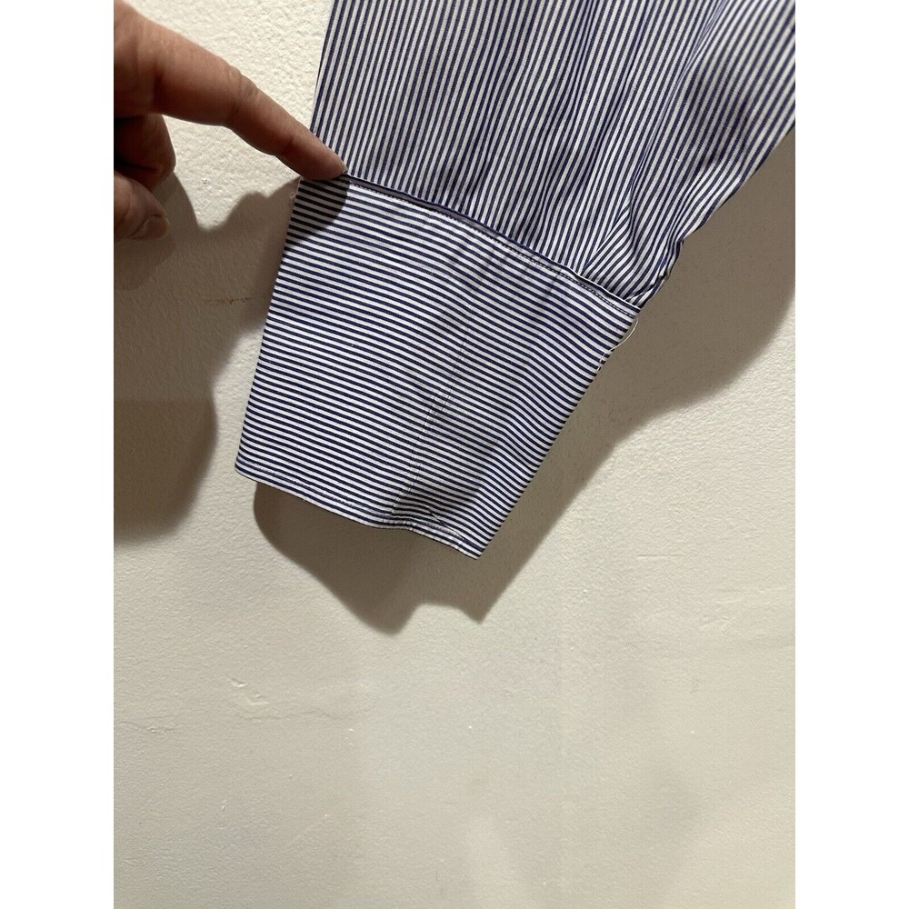 Burberry London Men's 18-38 Blue Stripe Cotton Long Sleeve Button Down Shirt - Picture 6 of 16